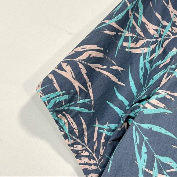 IKE Behar Blue and Cream Sunset Print Button Top - Picture 4 of 14